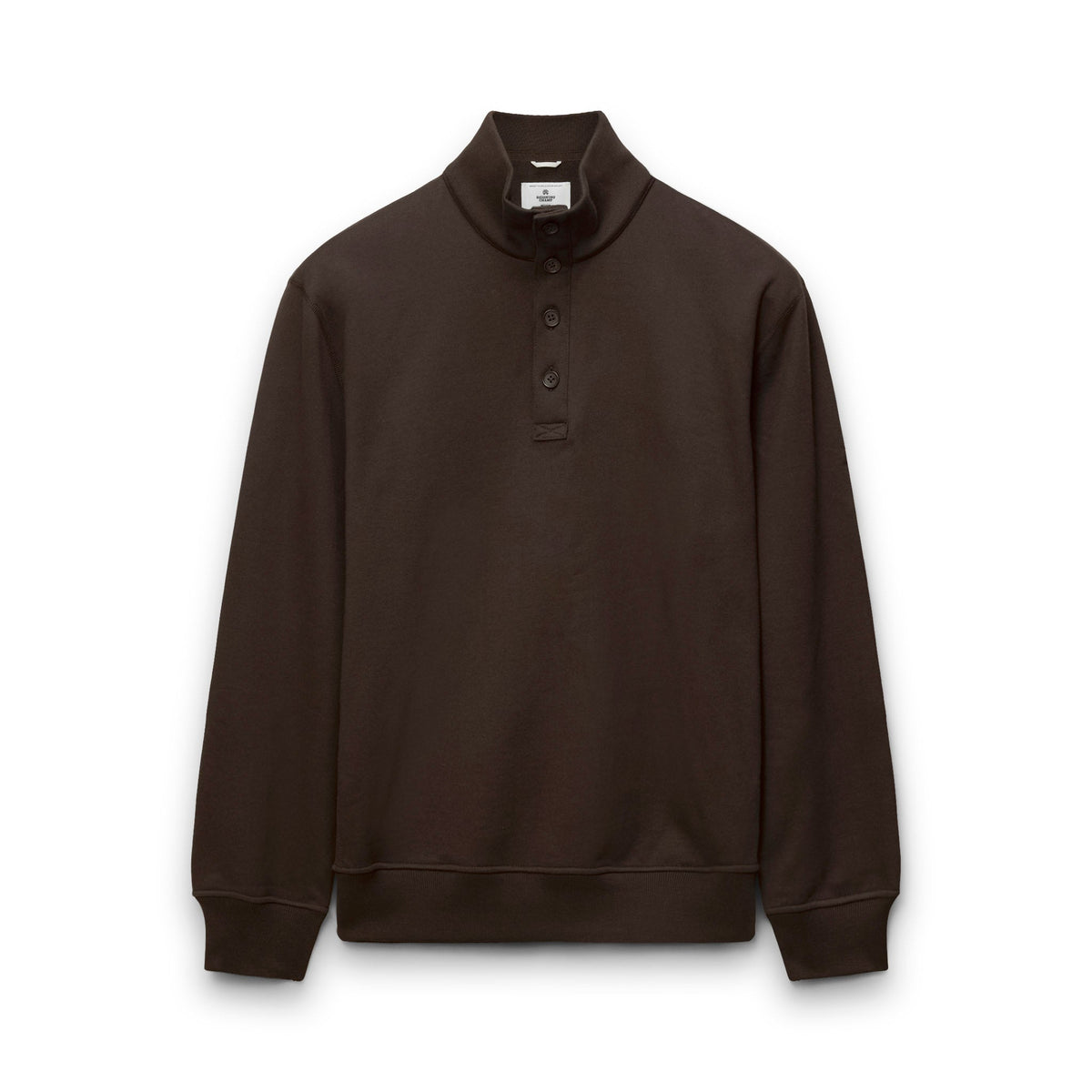 Reigning Champ Midweight Terry Button Mockneck in Coffee