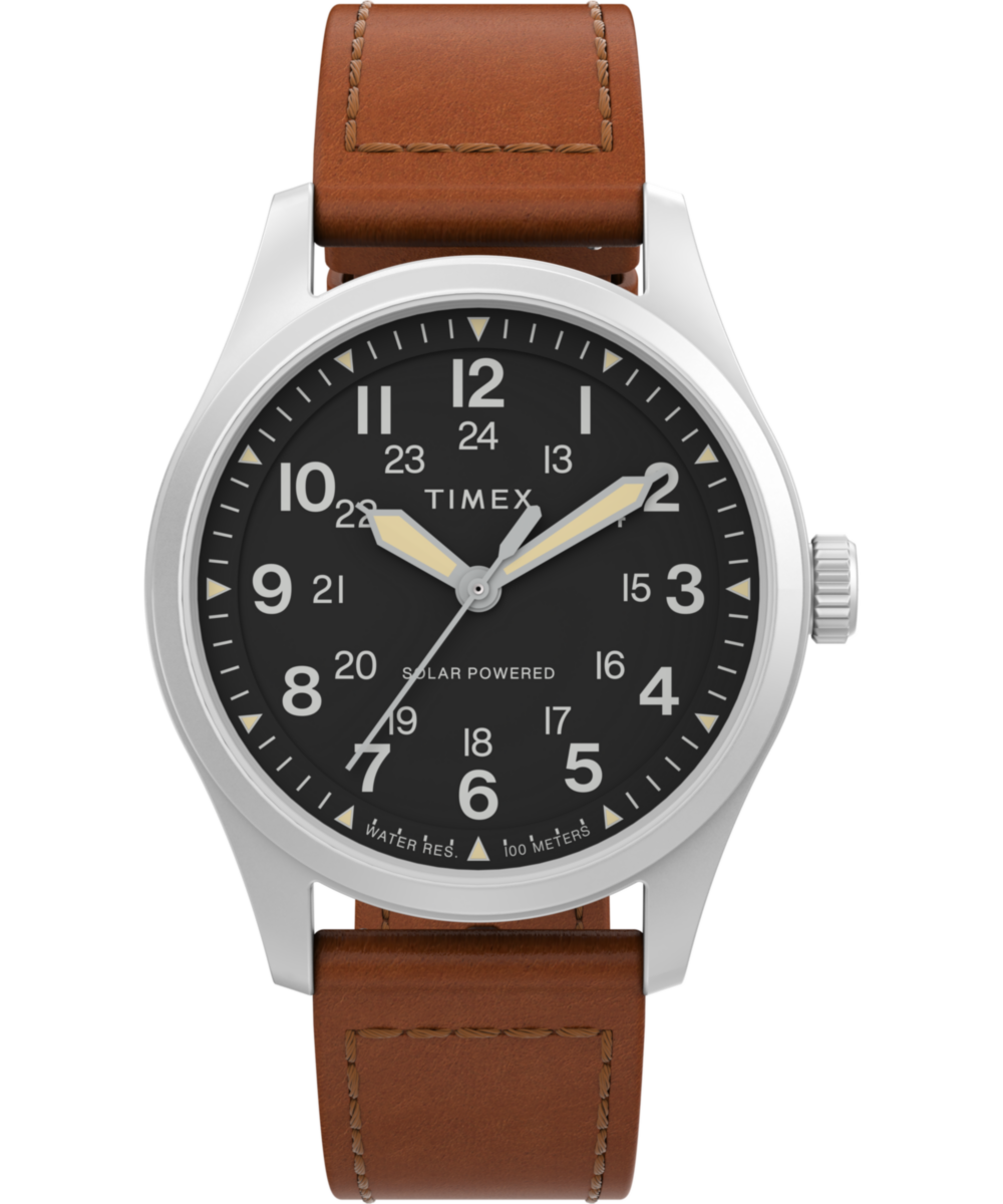 Timex Expedition Field Post Solar 36mm Leather Strap Watch