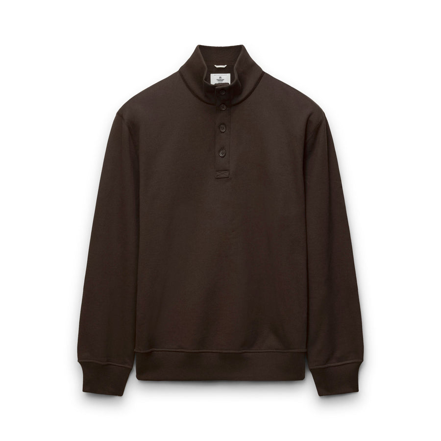 Reigning Champ Midweight Terry Button Mockneck in Coffee