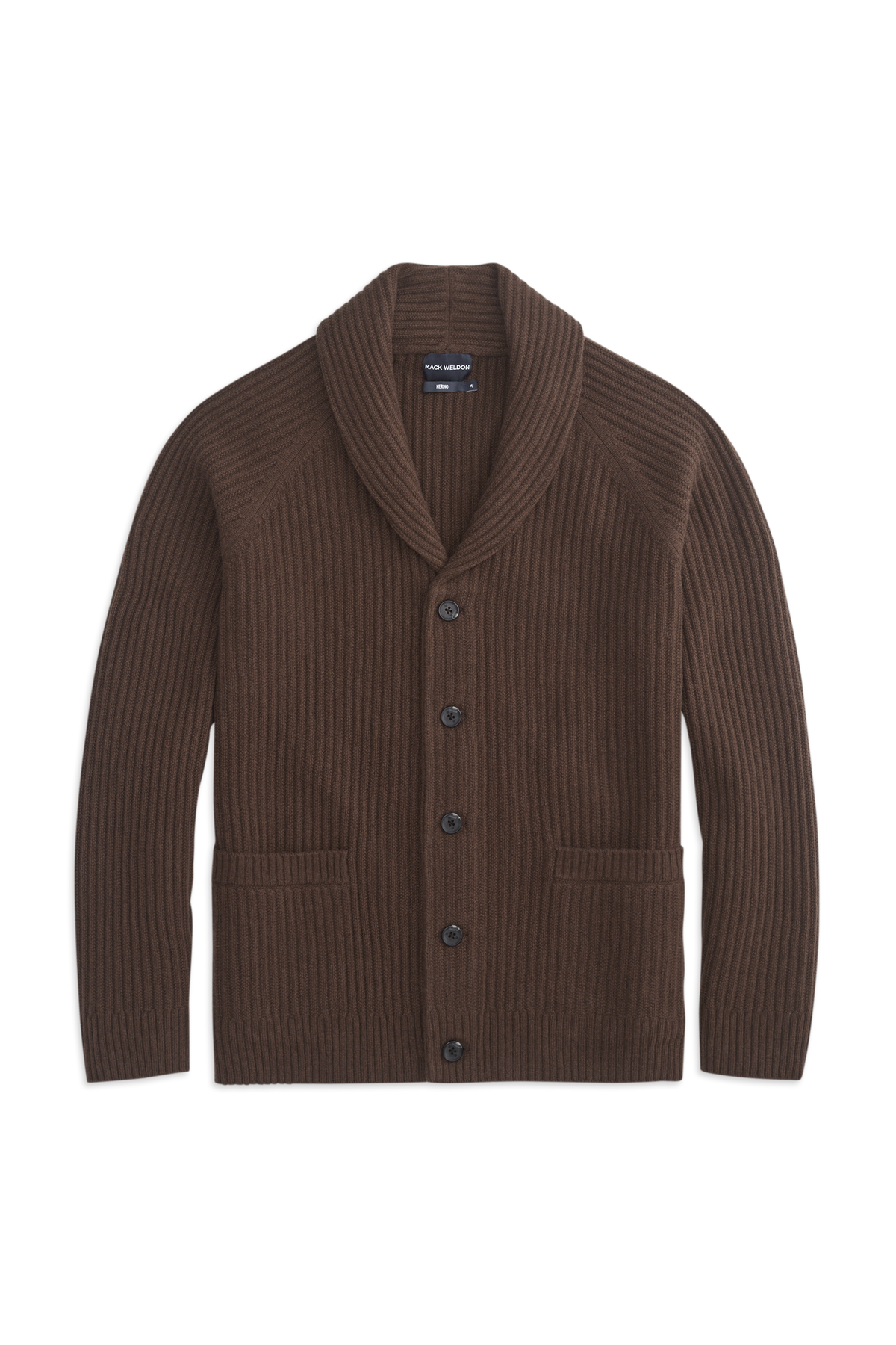 Mack Weldon Merino Fisherman Stitch Cardigan in Carob