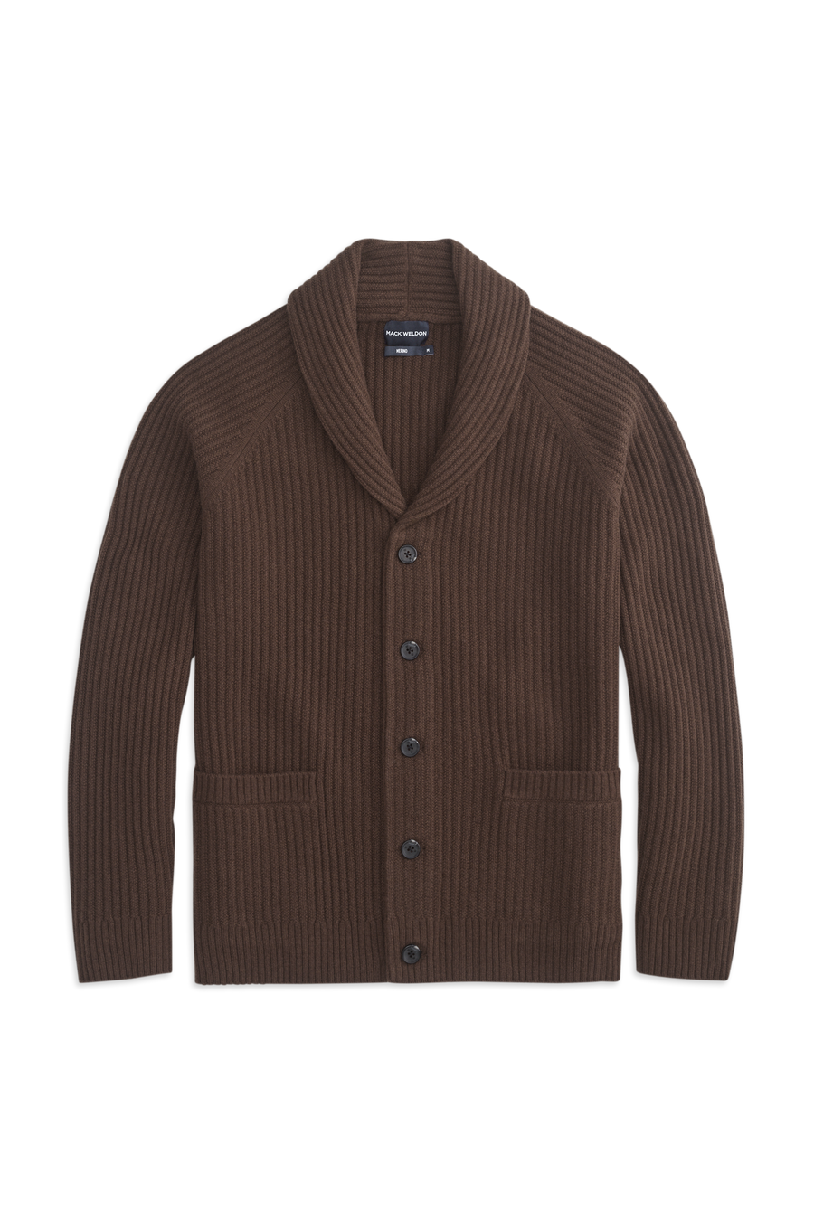 Mack Weldon Merino Fisherman Stitch Cardigan in Carob