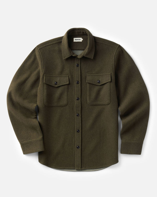 Taylor Stitch Maritime Shirt Jacket in Heather Olive Wool