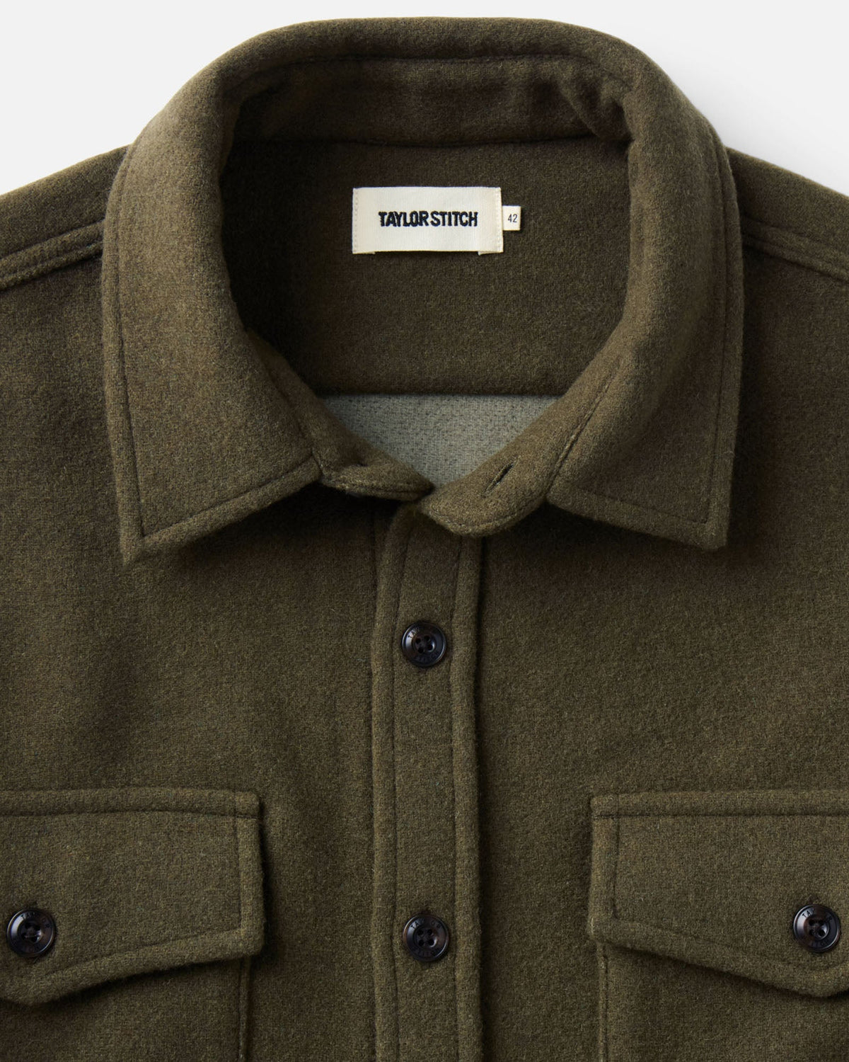 Taylor Stitch Maritime Shirt Jacket in Heather Olive Wool