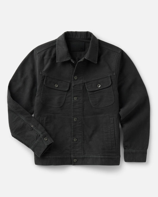 Taylor Stitch Long Haul Jacket in Faded Black Washed Moleskin