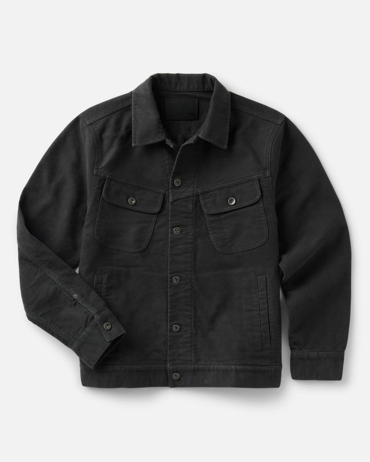 Taylor Stitch Long Haul Jacket in Faded Black Washed Moleskin