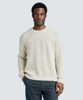 Unbound Merino Fisherman Sweater in Heather Ivory