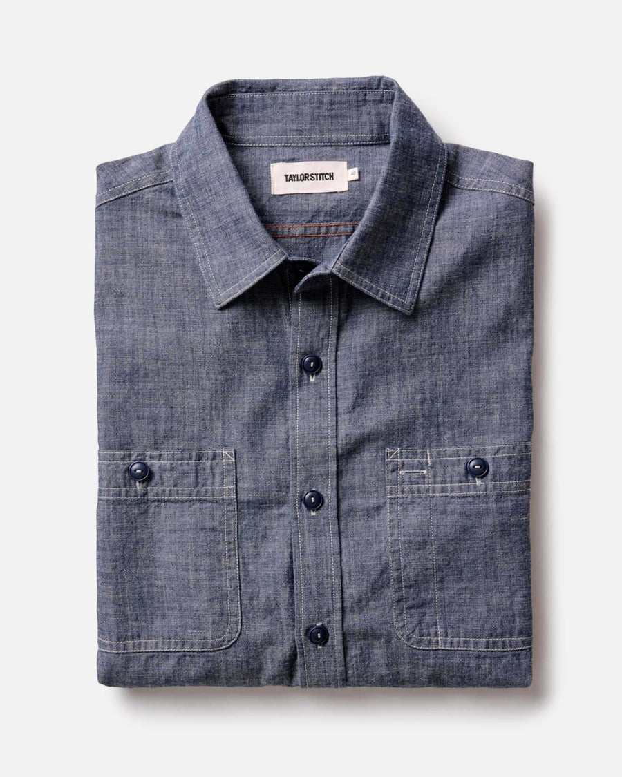 Taylor Stitch Foundry Shirt in Rinsed Indigo Chambray