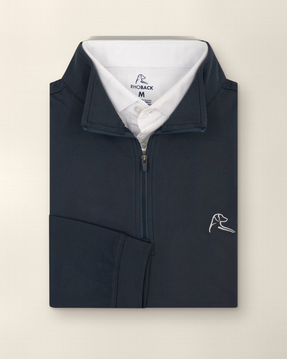 Rhoback Solid Performance Q-Zip, Stapl studio still on linen
