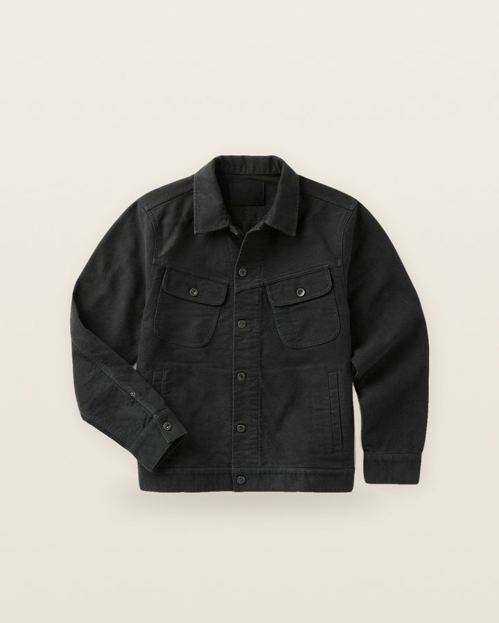 Taylor Stitch Long Haul Jacket in Faded Black Washed Moleskin