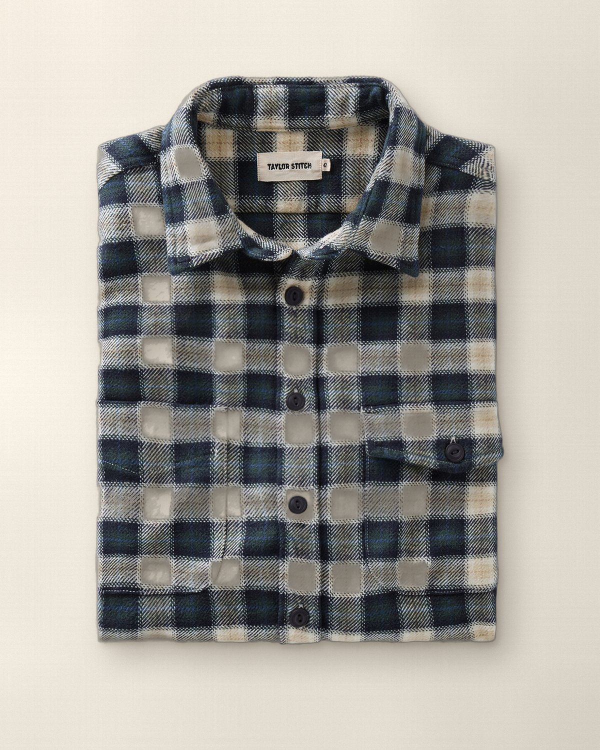 Taylor Stitch Crater Shirt in Woodland Plaid, Stapl studio still