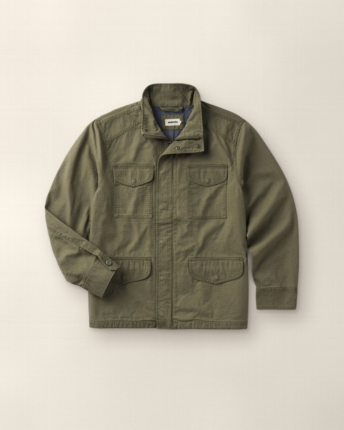 Taylor Stitch Field Jacket in Burnt Olive Ripstop, Stapl studio still